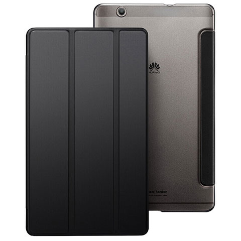 Etui Portefeuille Livre Cuir pour Huawei MediaPad M3 Noir