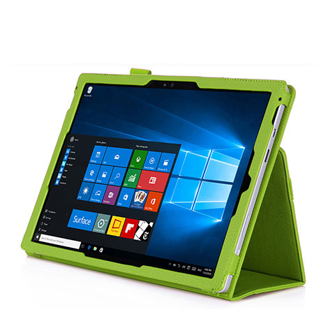 Etui Portefeuille Livre Cuir pour Microsoft Surface Pro 3 Vert