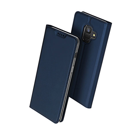 Etui Portefeuille Livre Cuir pour Samsung Galaxy A6 (2018) Dual SIM Bleu