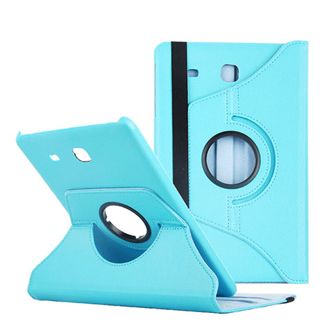 Etui Portefeuille Livre Cuir pour Samsung Galaxy Tab E 9.6 T560 T561 Bleu