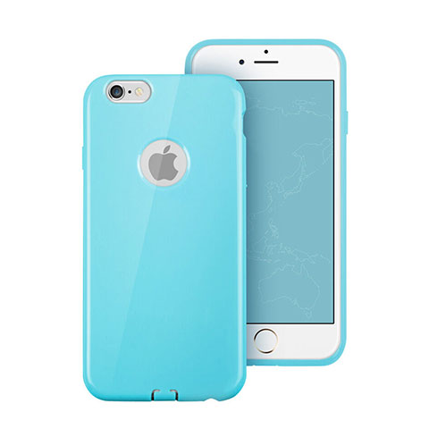 Etui Silicone avec Trou Souple Couleur Unie pour Apple iPhone 6S Plus Bleu Ciel