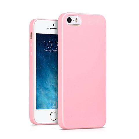 Etui Silicone Gel Souple Couleur Unie pour Apple iPhone 5S Rose