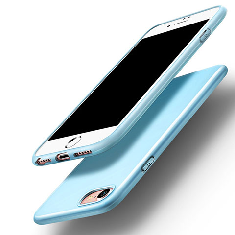 Etui Silicone Gel Souple Couleur Unie pour Apple iPhone SE3 (2022) Bleu Ciel