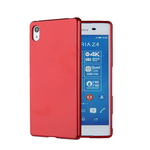 Etui Silicone Gel Souple Couleur Unie pour Sony Xperia Z3+ Plus Rouge