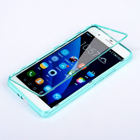 Etui Transparente Integrale Silicone Souple Avant et Arriere pour Huawei Honor 6 Plus Bleu Ciel
