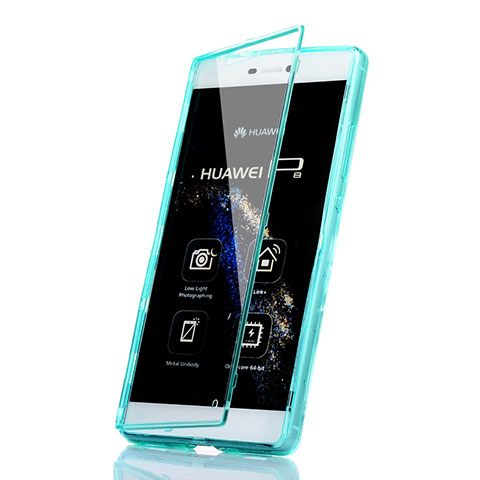 Etui Transparente Integrale Silicone Souple Avant et Arriere pour Huawei P8 Bleu Ciel