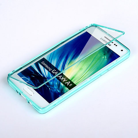 Etui Transparente Integrale Silicone Souple Avant et Arriere pour Samsung Galaxy A5 Duos SM-500F Bleu Ciel