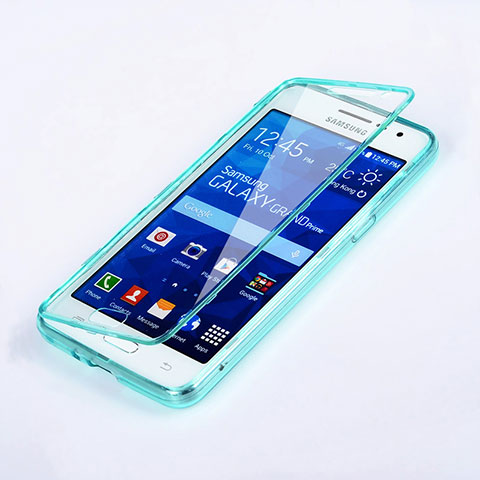Etui Transparente Integrale Silicone Souple Avant et Arriere pour Samsung Galaxy Grand Prime SM-G530H Bleu Ciel