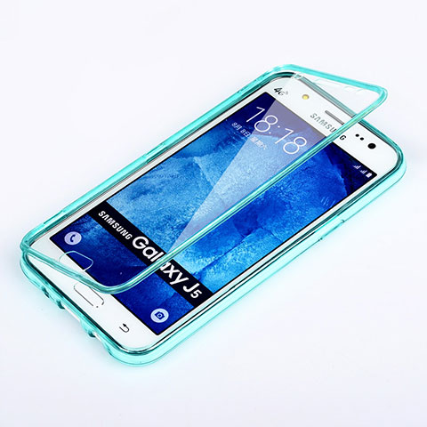 Etui Transparente Integrale Silicone Souple Avant et Arriere pour Samsung Galaxy J5 SM-J500F Bleu Ciel