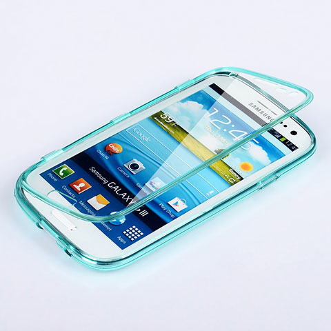 Etui Transparente Integrale Silicone Souple Avant et Arriere pour Samsung Galaxy S3 4G i9305 Bleu Ciel