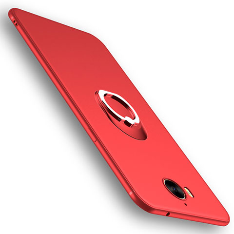 Etui Ultra Fine Silicone Souple avec Support Bague Anneau pour Huawei Y6 (2017) Rouge