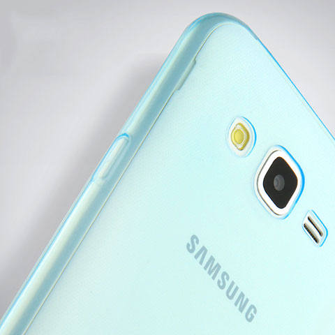 Etui Ultra Fine Silicone Souple Transparente pour Samsung Galaxy J7 SM-J700F J700H Bleu