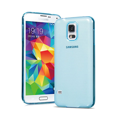 Etui Ultra Fine Silicone Souple Transparente pour Samsung Galaxy S5 Duos Plus Bleu