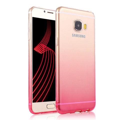 Etui Ultra Fine Transparente Souple Degrade T04 pour Samsung Galaxy C5 Pro C5010 Rose