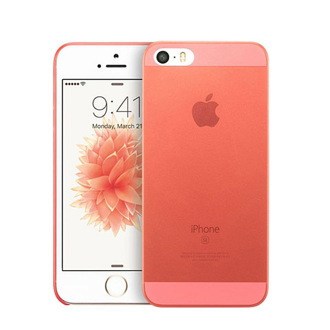 Etui Ultra Slim Plastique Rigide Transparente pour Apple iPhone SE Rouge