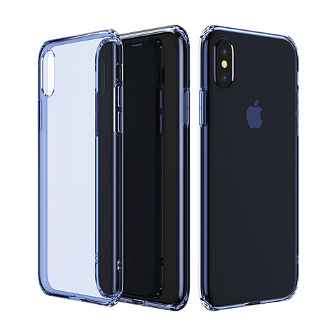 Etui Ultra Slim Silicone Souple Transparente pour Apple iPhone X Bleu