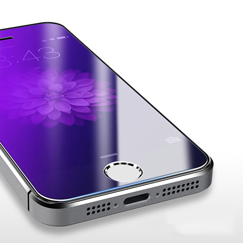 Film Protecteur d'Ecran Verre Trempe Anti-Lumiere Bleue B04 pour Apple iPhone 5 Bleu