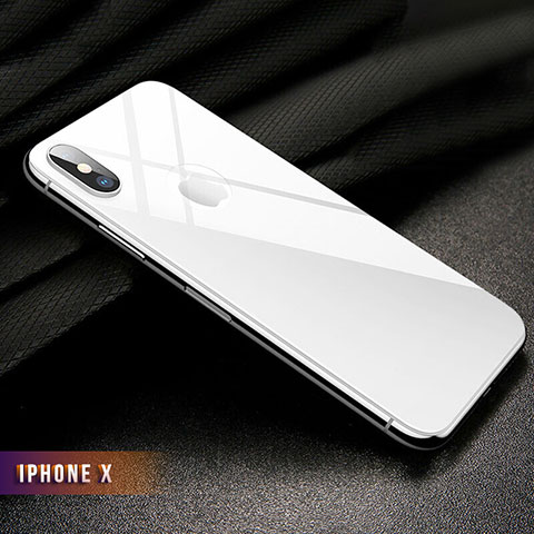 Film Protection Verre Trempe Arriere Protecteur d'Ecran B02 pour Apple iPhone Xs Max Blanc