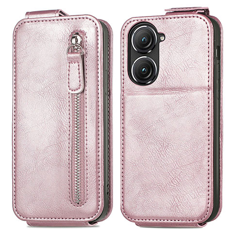 Housse Clapet Portefeuille Cuir pour Asus Zenfone 9 Or Rose