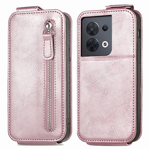 Housse Clapet Portefeuille Cuir pour Oppo Reno8 5G Or Rose