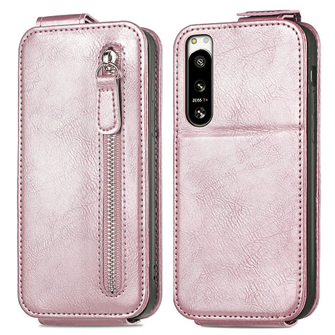 Housse Clapet Portefeuille Cuir pour Sony Xperia 5 IV Or Rose