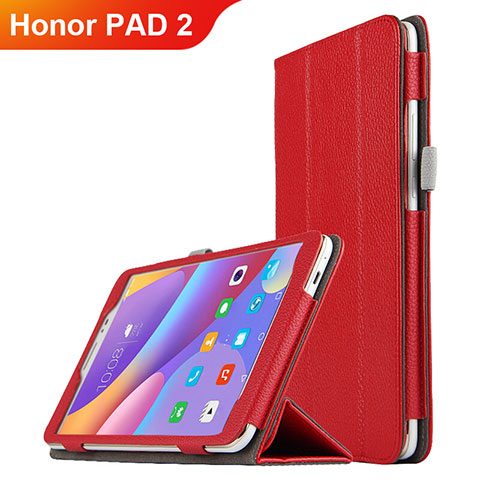 Housse Clapet Portefeuille Livre Cuir L01 pour Huawei Honor Pad 2 Rouge