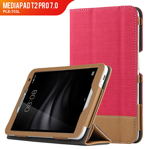 Housse Clapet Portefeuille Livre Cuir L01 pour Huawei MediaPad T2 Pro 7.0 PLE-703L Rouge