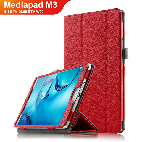 Housse Clapet Portefeuille Livre Cuir L03 pour Huawei Mediapad M3 8.4 BTV-DL09 BTV-W09 Rouge
