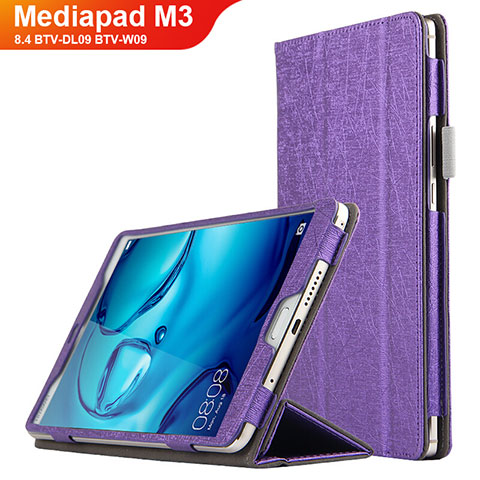 Housse Clapet Portefeuille Livre Cuir L04 pour Huawei Mediapad M3 8.4 BTV-DL09 BTV-W09 Violet