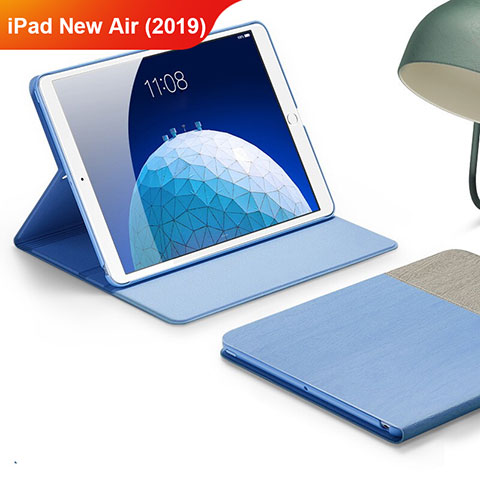 Housse Clapet Portefeuille Livre Tissu pour Apple iPad New Air (2019) 10.5 Bleu Ciel