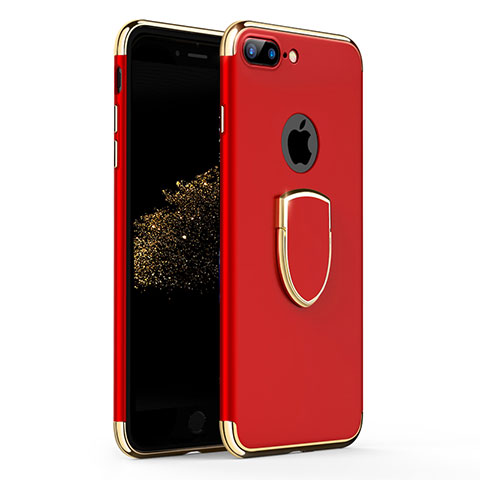 Housse Contour Luxe Metal et Plastique avec Support Bague Anneau A03 pour Apple iPhone 8 Plus Rouge