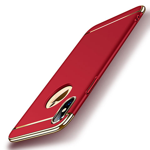 Housse Contour Luxe Metal et Plastique pour Apple iPhone X Rouge
