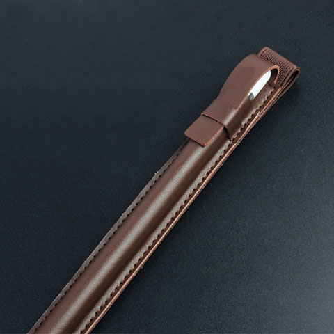 Housse en Cuir Protection Sac Pochette Elastique Douille de Poche Detachable P04 pour Apple Pencil Apple iPad Pro 10.5 Marron