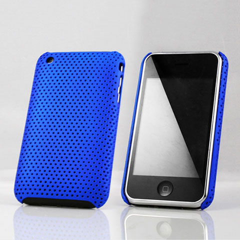 Housse Plastique Rigide Mailles Filet pour Apple iPhone 3G 3GS Bleu