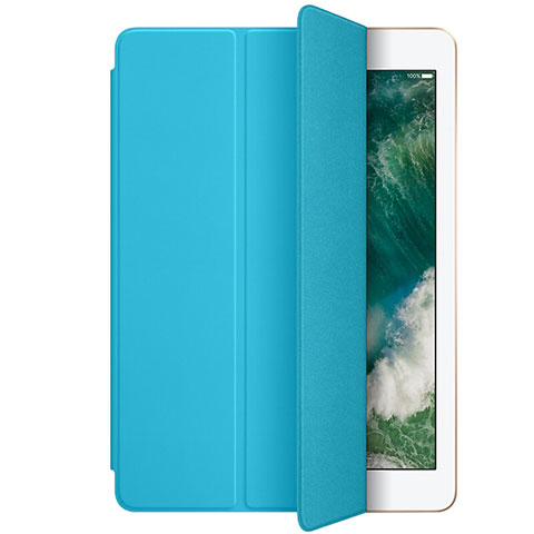 Housse Portefeuille Livre Cuir L01 pour Apple New iPad 9.7 (2017) Bleu Ciel