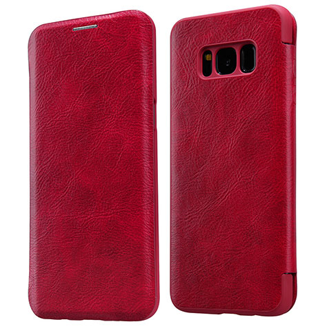 Housse Portefeuille Livre Cuir L01 pour Samsung Galaxy S8 Plus Rouge