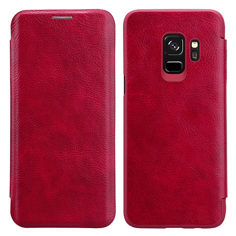 Housse Portefeuille Livre Cuir L01 pour Samsung Galaxy S9 Rouge