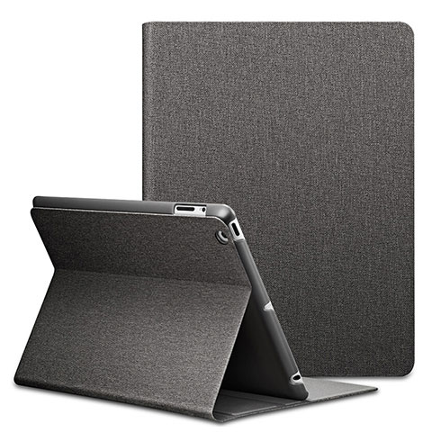 Housse Portefeuille Livre Cuir L02 pour Apple iPad 3 Noir