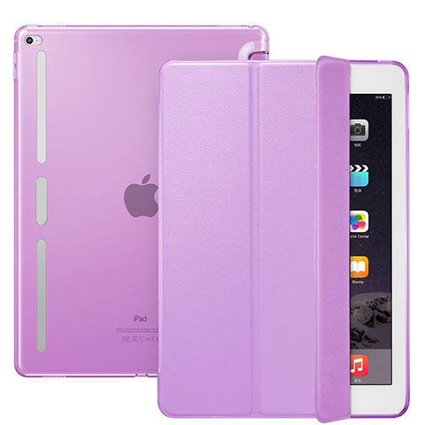 Housse Portefeuille Livre Cuir L02 pour Apple iPad Pro 12.9 Violet