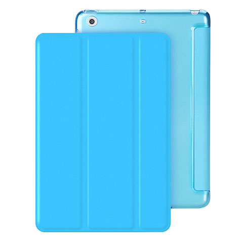Housse Portefeuille Livre Cuir pour Apple iPad Mini 3 Bleu Ciel