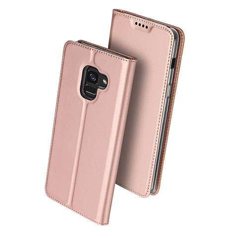 Housse Portefeuille Livre Cuir pour Samsung Galaxy A8+ A8 Plus (2018) Duos A730F Or Rose