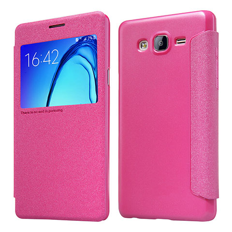 Housse Portefeuille Livre Cuir pour Samsung Galaxy On5 G550FY Rose Rouge