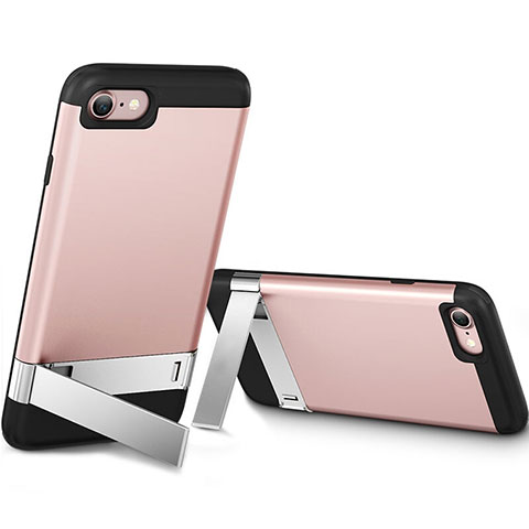 Housse Silicone Gel Souple Couleur Unie avec Support pour Apple iPhone SE (2020) Rose