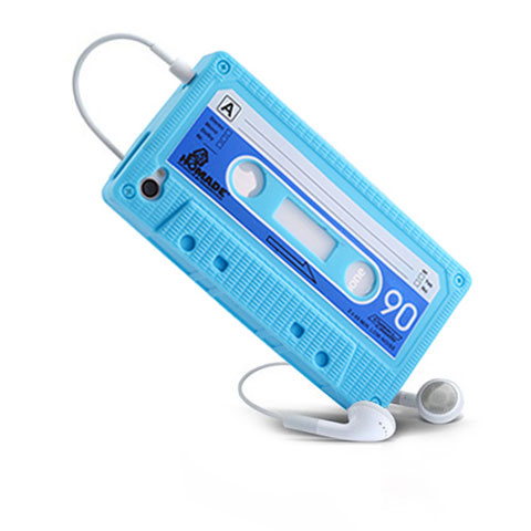 Housse Silicone Souple Cassette pour Apple iPhone 4 Bleu Ciel
