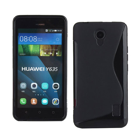 Housse Silicone Souple Vague S-Line pour Huawei Ascend Y635 Dual SIM Noir