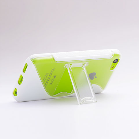 Housse Silicone Transparente Vague S-Line avec Bequille pour Apple iPhone 5C Blanc