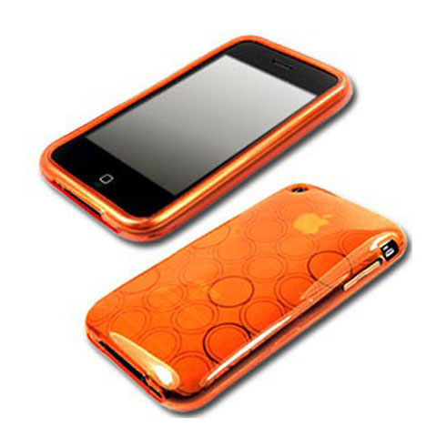 Housse TPU Souple Vague Cercle Transparente pour Apple iPhone 3G 3GS Orange