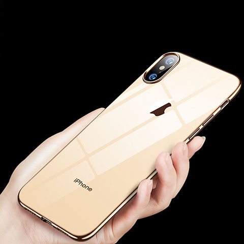 Housse Ultra Fine TPU Souple Transparente C11 pour Apple iPhone X Or