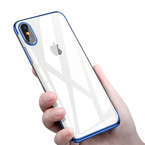 Housse Ultra Fine TPU Souple Transparente C16 pour Apple iPhone X Bleu
