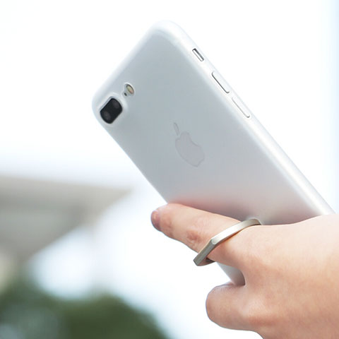 Housse Ultra Fine TPU Souple Transparente et Support Bague Anneau pour Apple iPhone 8 Plus Blanc